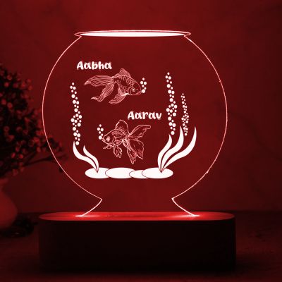 3D Illusion Night Lamp Personalized with Name | Fish Aquarium Showpiece for Home Decoration